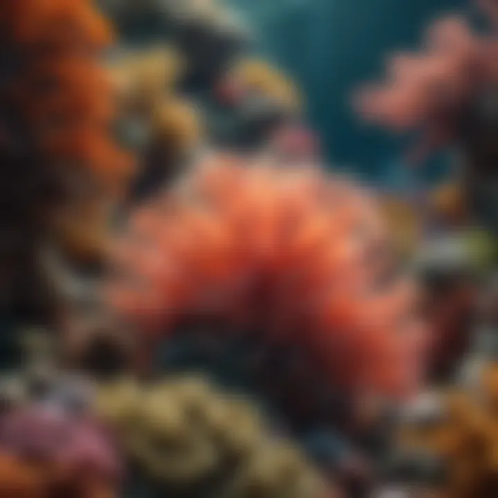 A colorful coral reef teeming with marine life