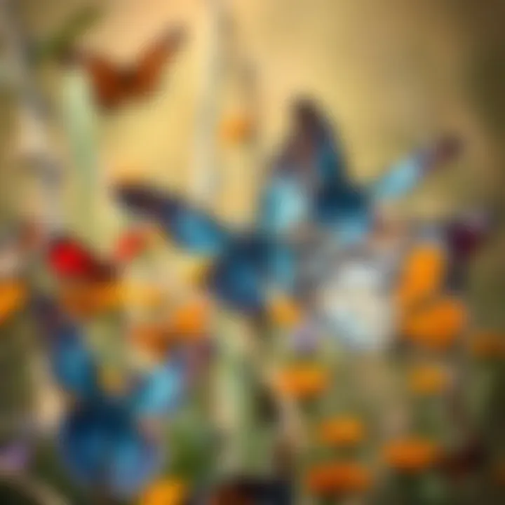 Various species of butterflies in a natural habitat