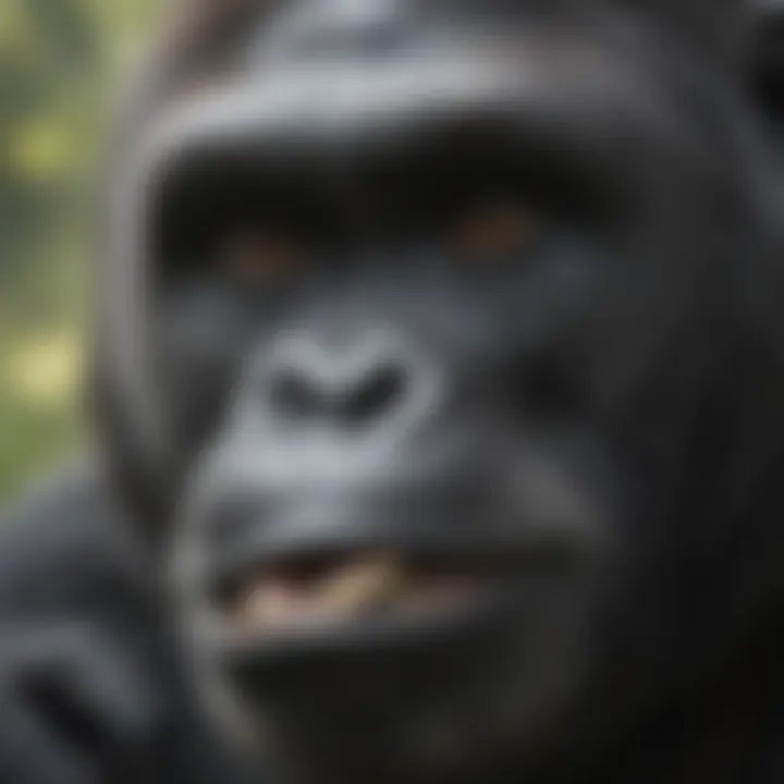 Expressions of Intelligence: Gorilla Communication Close-up of a gorilla communicating with gestures