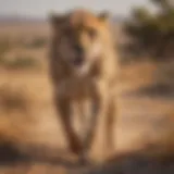 A cheetah sprinting across the savannah