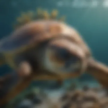 Loggerhead Turtle in Its Natural Habitat Loggerhead turtle swimming gracefully in the ocean