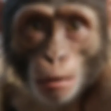 Expressive Features of a Monkey A close-up of a monkey showcasing its expressive facial features