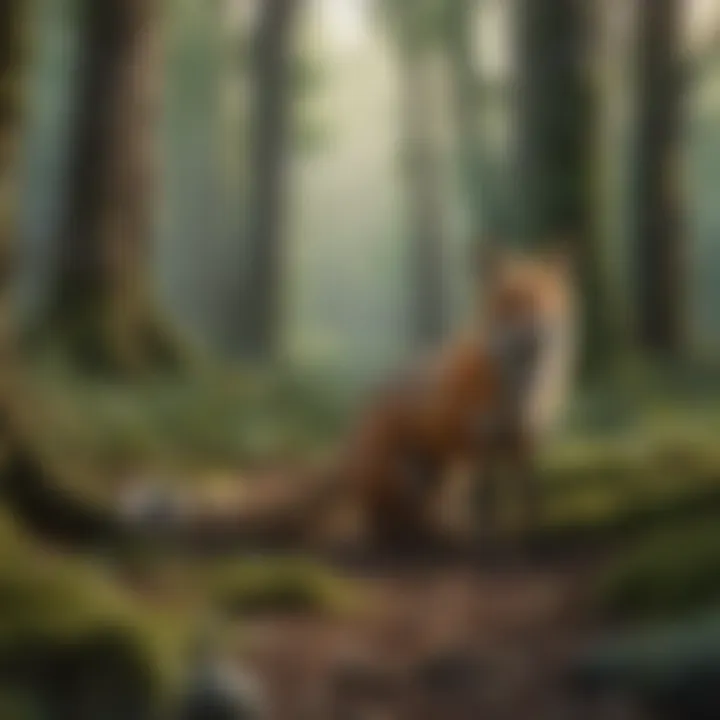 A scenic view of a forested area, illustrating the diverse habitats where foxes thrive.