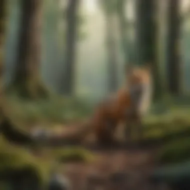 Forest Habitat of Foxes A scenic view of a forested area, illustrating the diverse habitats where foxes thrive.