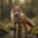 A vibrant red fox in its natural habitat, showcasing its striking coat and agile stance.