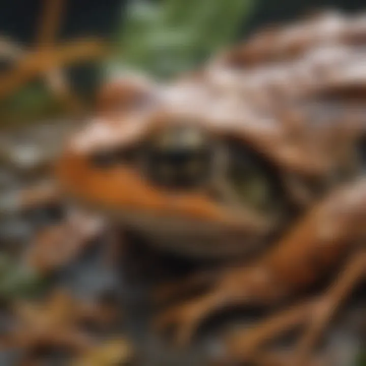 A close-up of a frog's skin with intricate patterns