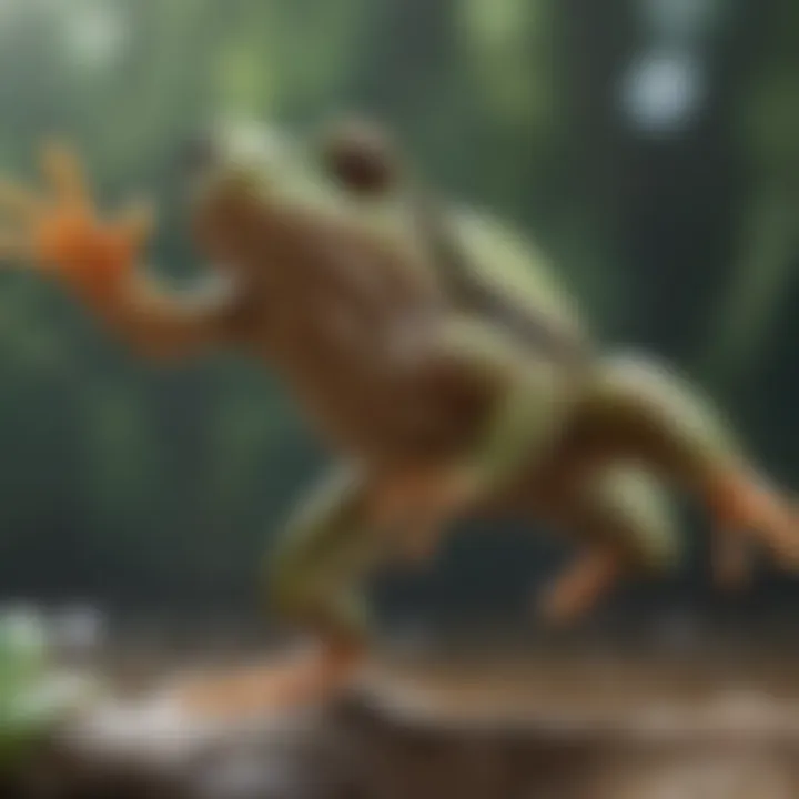 A frog leaping gracefully into the air