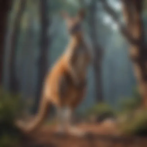 Kangaroo in natural habitat showcasing its powerful hind legs