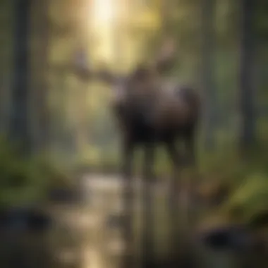 Moose in Its Natural Habitat A moose wandering through a serene forest