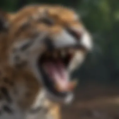 Jaguar's Powerful Bite Close-up of jaguar's powerful jaws and teeth