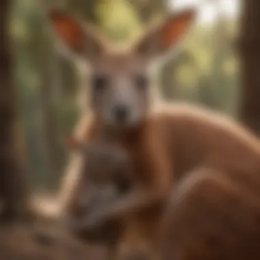 Kangaroo Joey in Mother's Pouch
