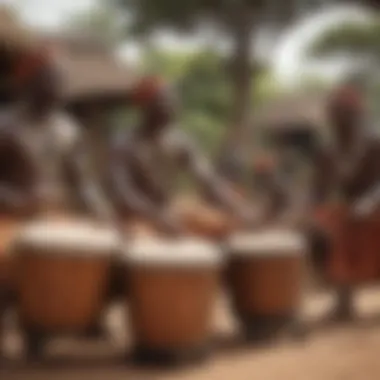 Joyful Drummers Performing Traditional Rhythms in Ghana