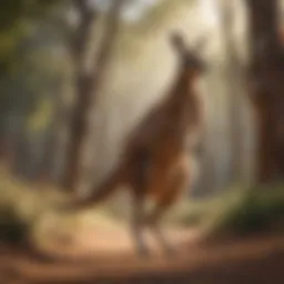 Energetic kangaroo showcasing powerful hop