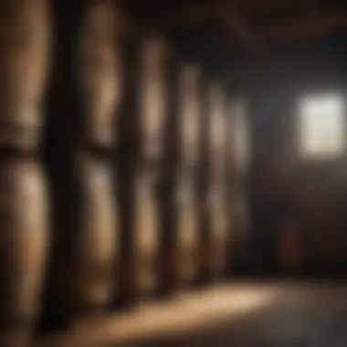 Kentucky Bourbon barrels aging in a traditional rickhouse