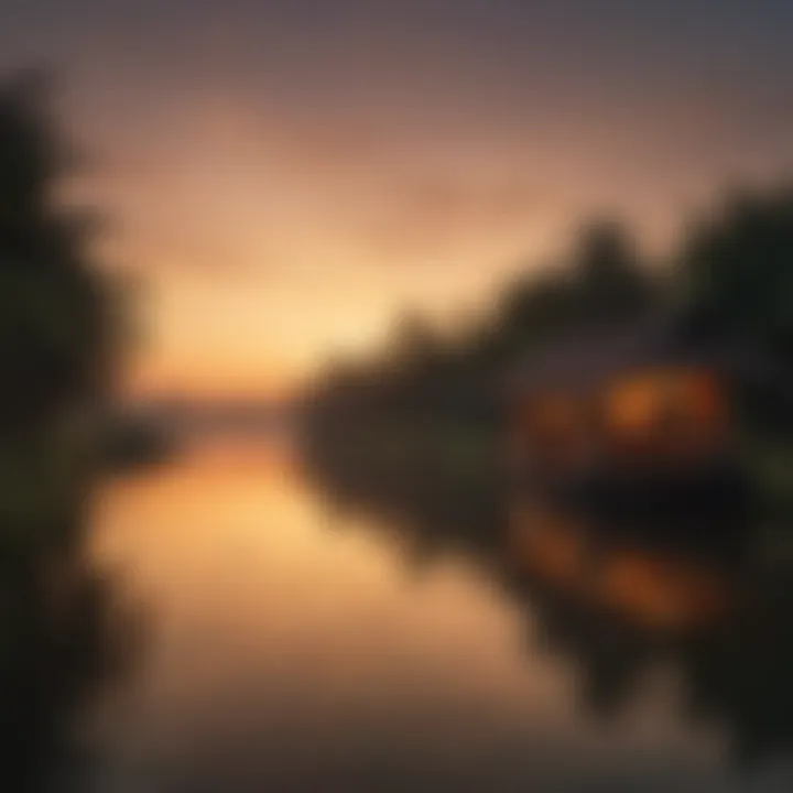 Sunset over the serene backwaters of Kerala