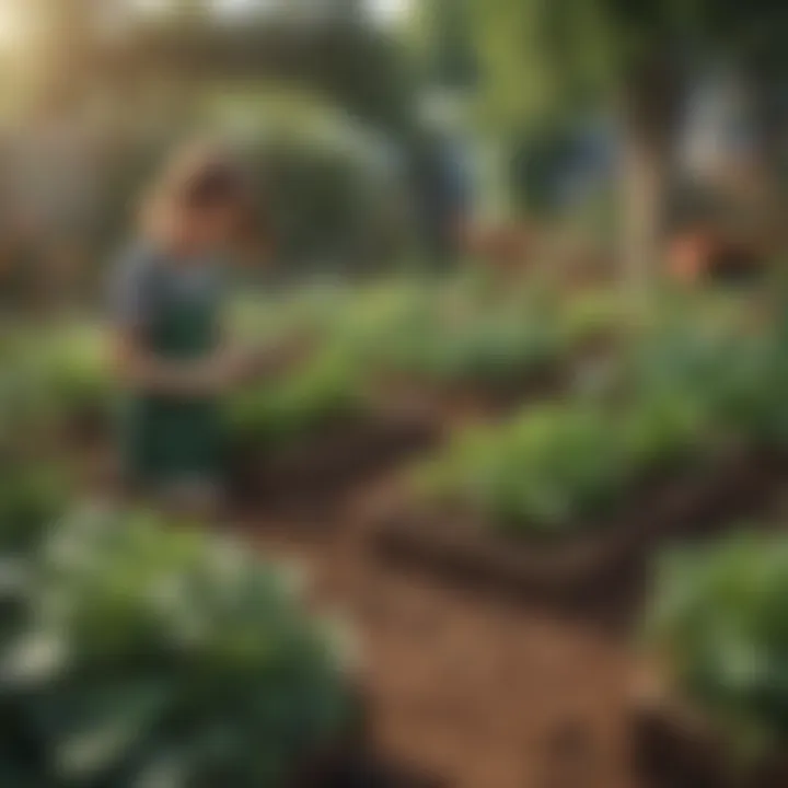 Kids participating in a community garden project