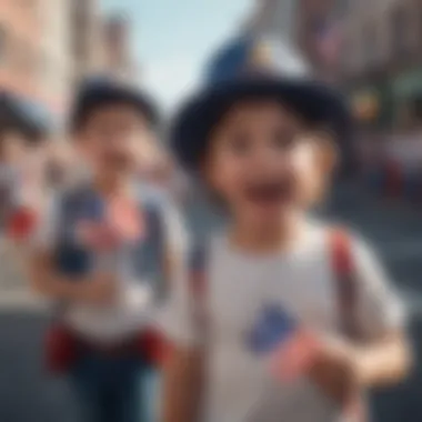 Illustration of Kids Enjoying Independence Day Parade