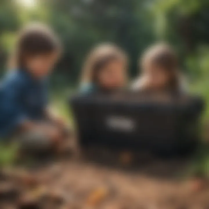 Kindergarteners creating a mini compost bin