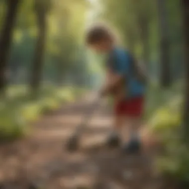 Kindergarteners picking up litter in the park