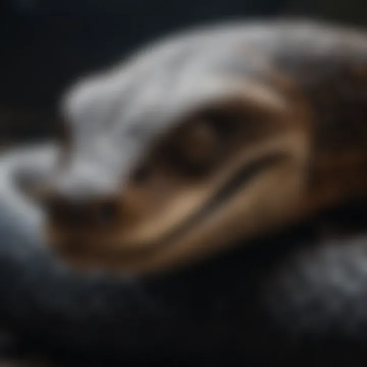 Close-up of king cobra's distinctive hood.
