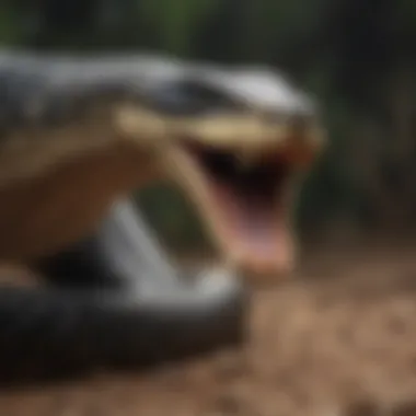 King cobra striking its prey.