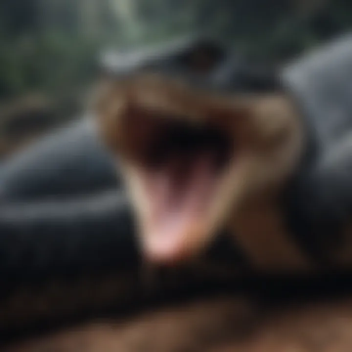 Illustration of the king cobra's venomous fangs.