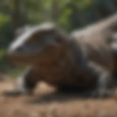 Komodo dragon hunting in the wild