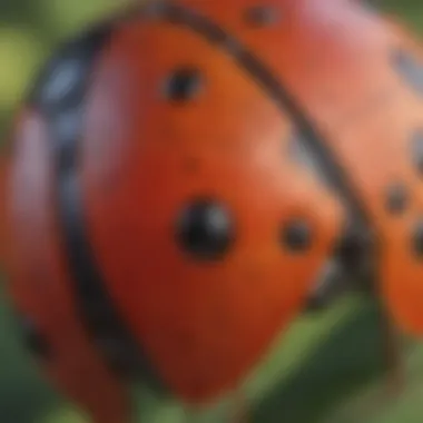 Magnified view of a ladybug's intricate wing pattern