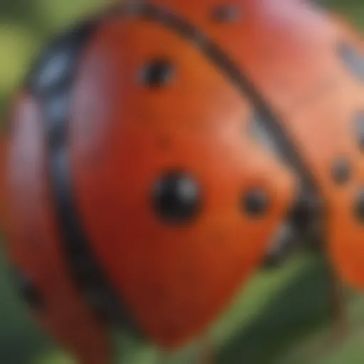Magnified view of a ladybug's intricate wing pattern
