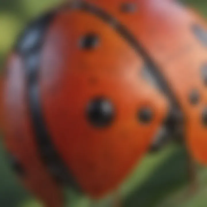 Magnified view of a ladybug's intricate wing pattern