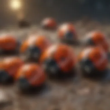 Artistic representation of ladybugs in a cultural artwork
