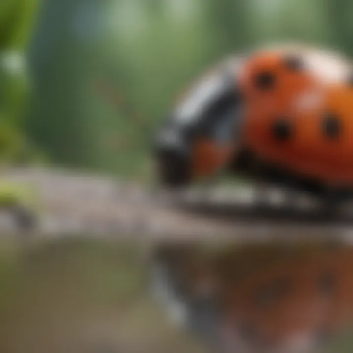Various species of ladybugs in nature