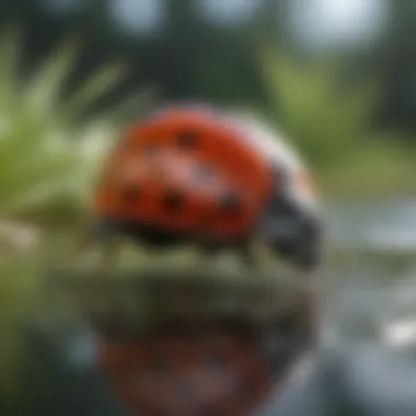 Ladybug's Pest Control Mechanism Ladybug releasing beneficial chemicals to deter pests