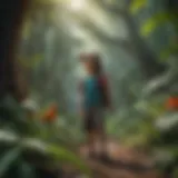 Illustration of a child exploring a vibrant jungle