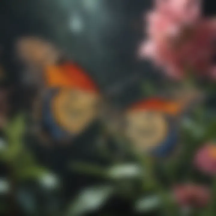 Enchanting butterfly pollinating vibrant flowers