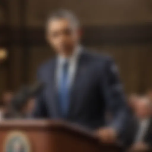 Barack Obama delivering a powerful speech
