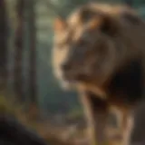Majestic lion in dwindling habitat