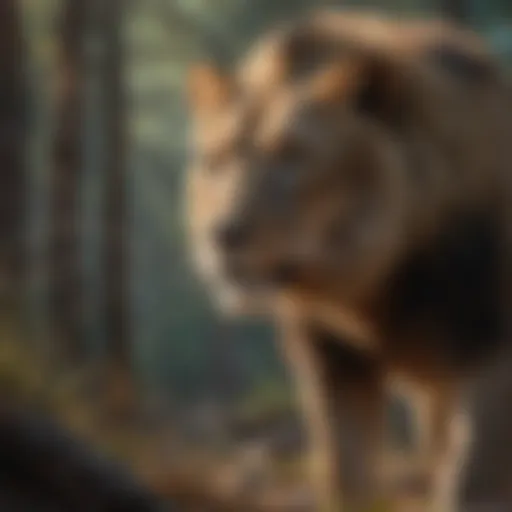 Majestic lion in dwindling habitat