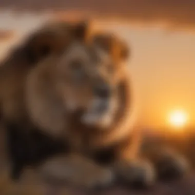 Lion King Dreaming in the African Sunset