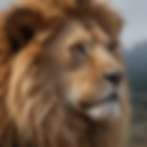 Regal Mane: A close-up of a lion's majestic mane