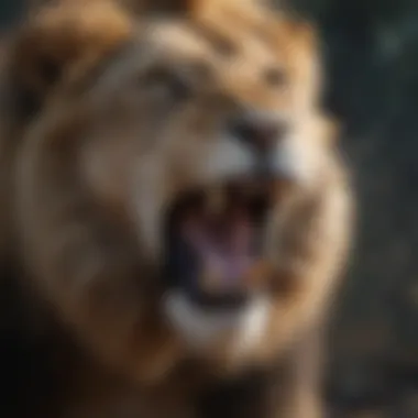 Roaring Majesty: A lion showcasing its powerful roar