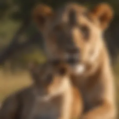 Lioness and Cubs Bonding in Savanna