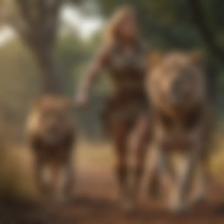 Lioness leading a hunting expedition