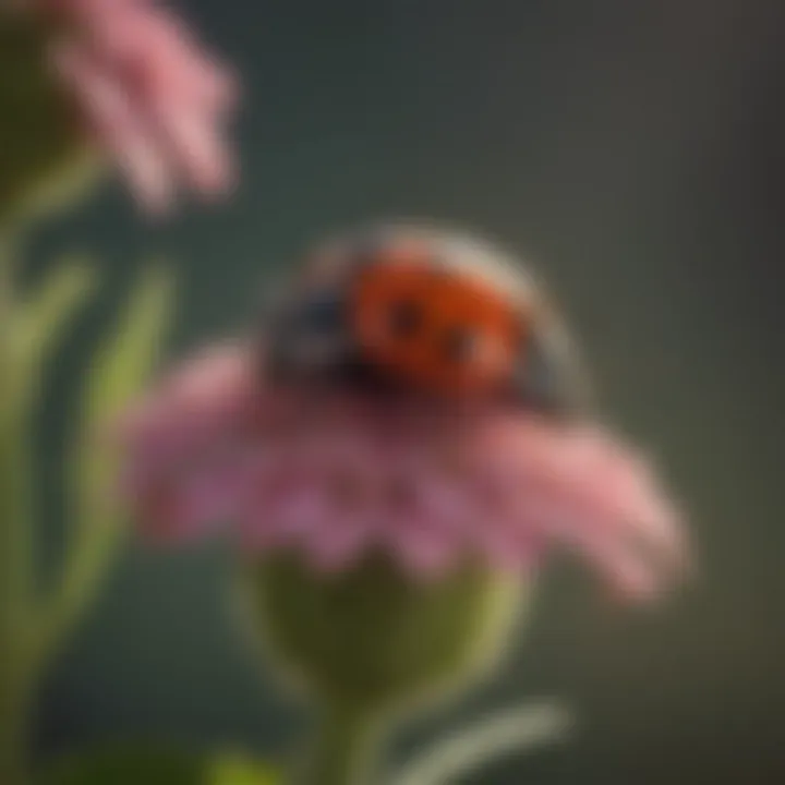 Ladybug on blooming flower