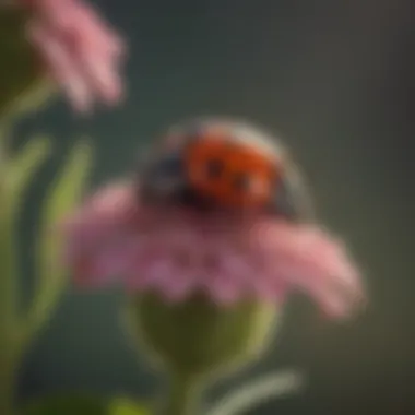 Vibrant Ladybug Resting on Blossoming Flower Ladybug on blooming flower