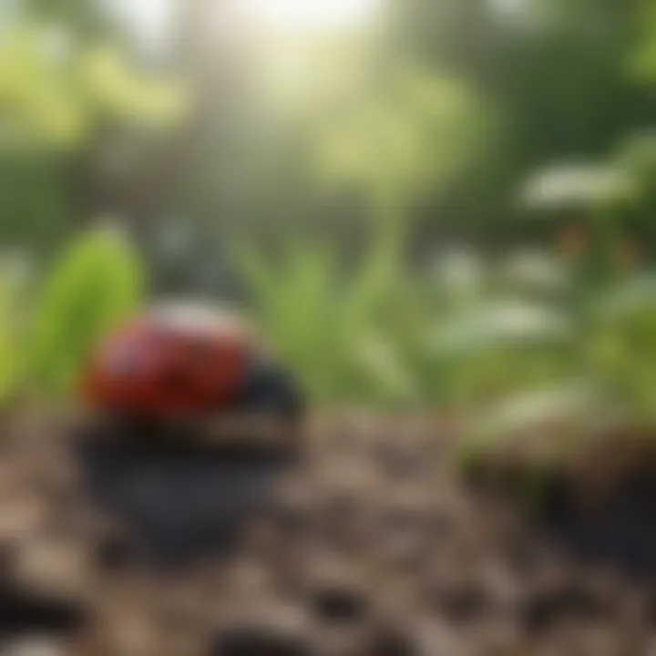 Ladybug exploring garden