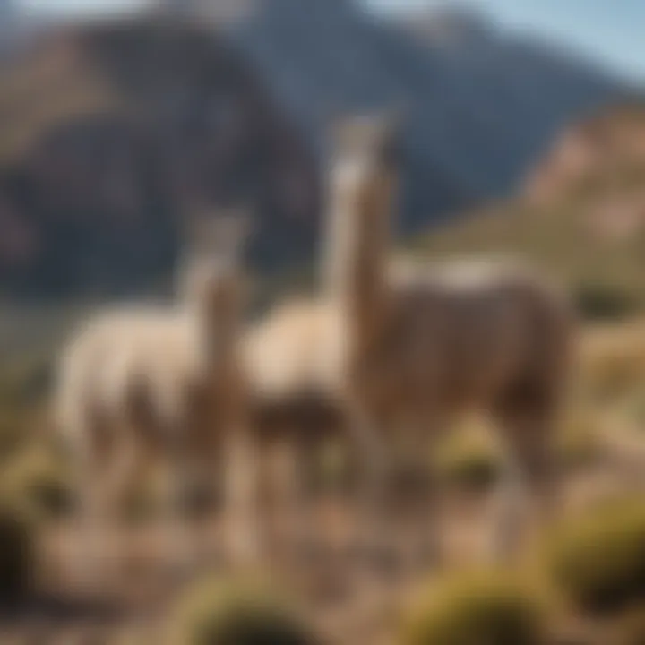 Llama Socializing in Natural Habitat