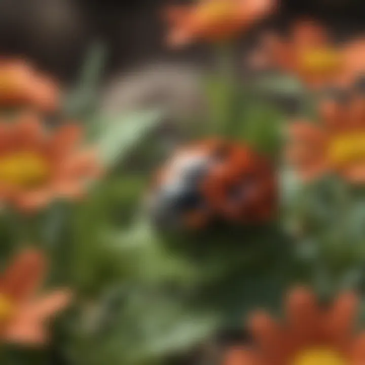 A ladybug on a colorful flower