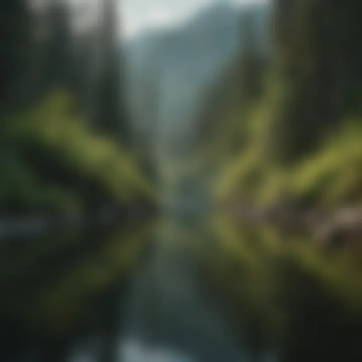 Lush green forests reflecting in calm Alaskan waters