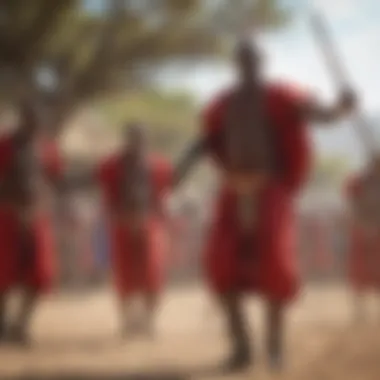 Maasai Warriors Dancing in Traditional Garb